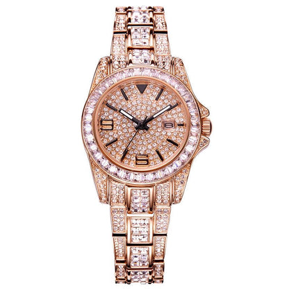 Full diamond light luxury steel watch