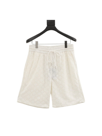 Drawstring jacquard shorts