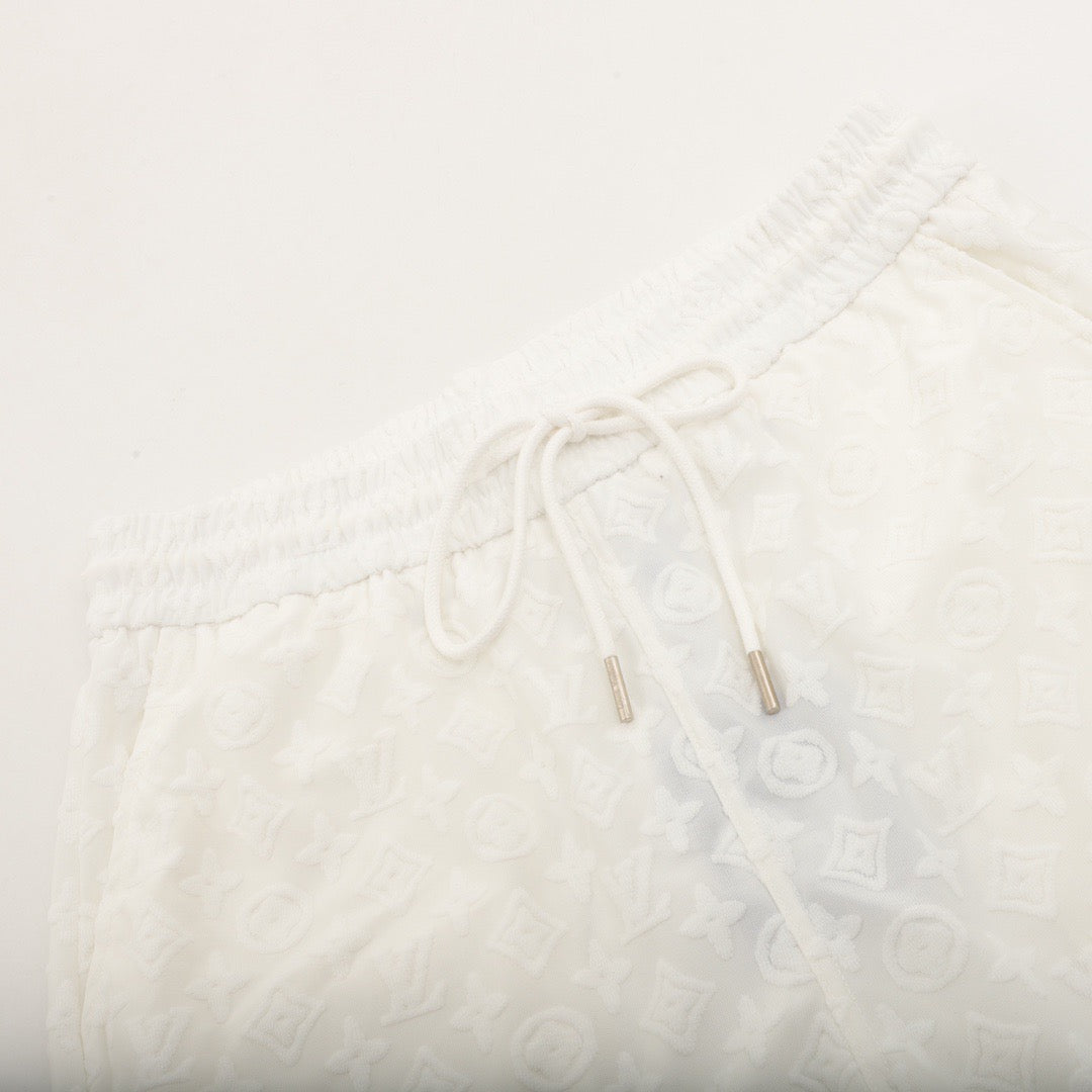 Drawstring jacquard shorts