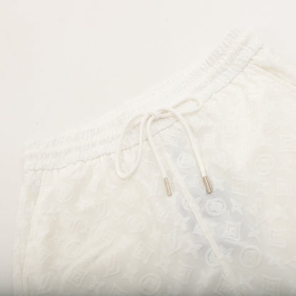 Drawstring jacquard shorts