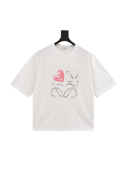 White graphic short-sleeved simple T-shirt