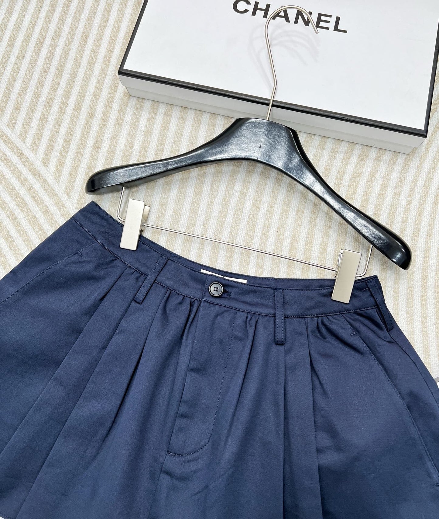 NEW  dark blue buttoned raw edge mini mini skirt