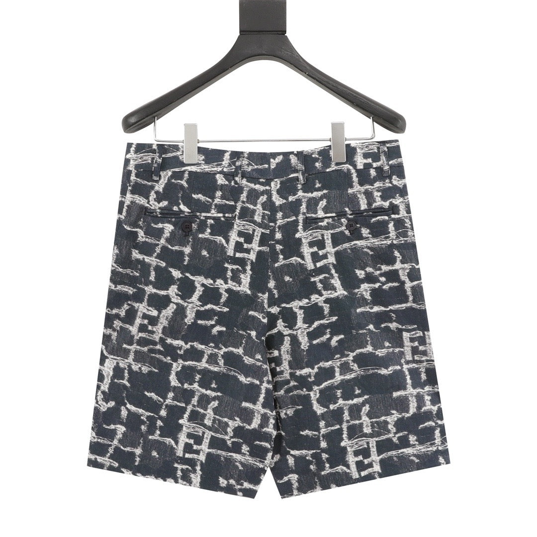 Jacquard denim shorts