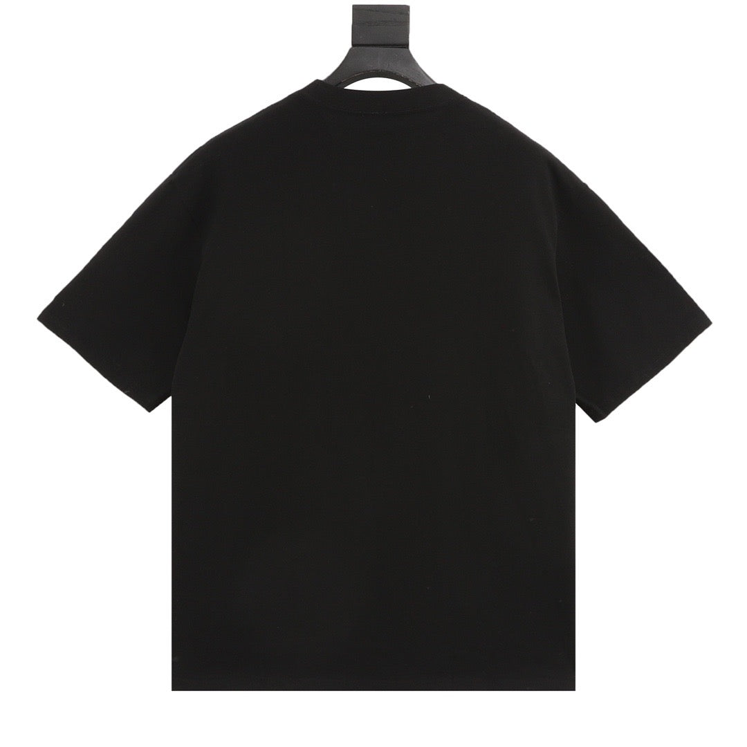 Black short-sleeved knitted T-shirt with logo