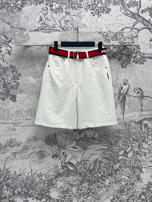 NEW  White denim jacquard shorts