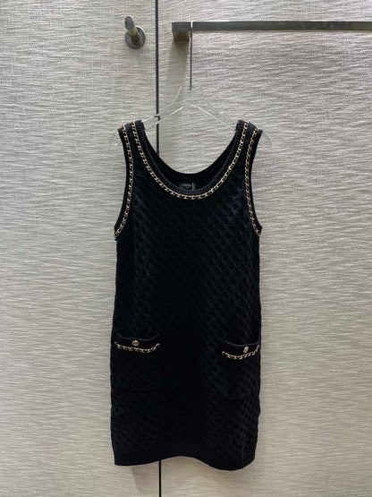 NEW  double shoulder chain knitted dress