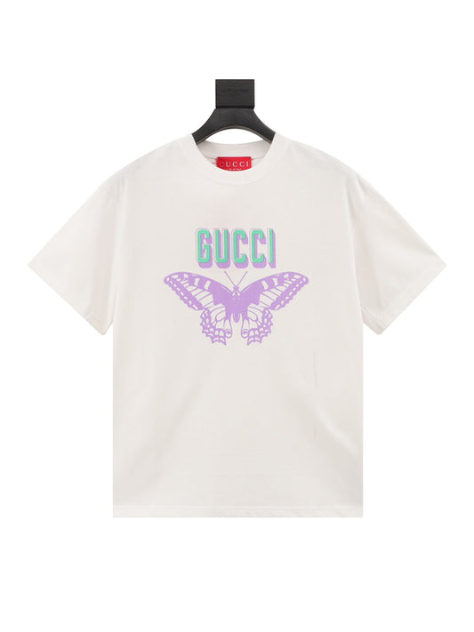 Butterfly and letter print short sleeves