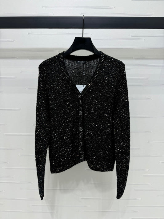 NEW  black and silver sequined knitted cardigan