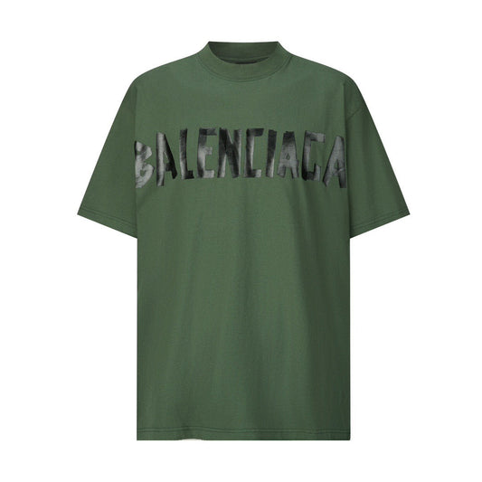 Green short-sleeved knitted T-shirt with logo