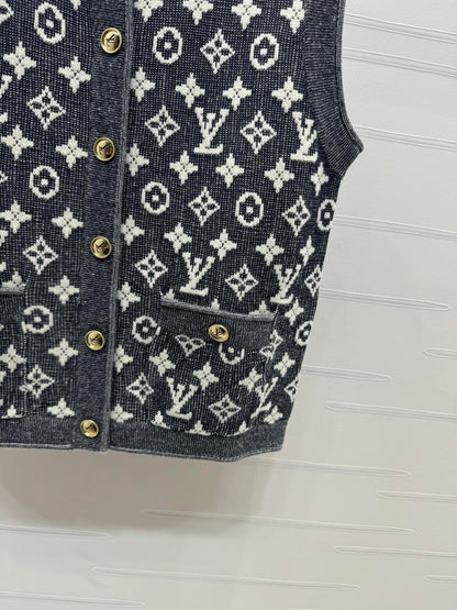 L chain logo knitted cardigan vest