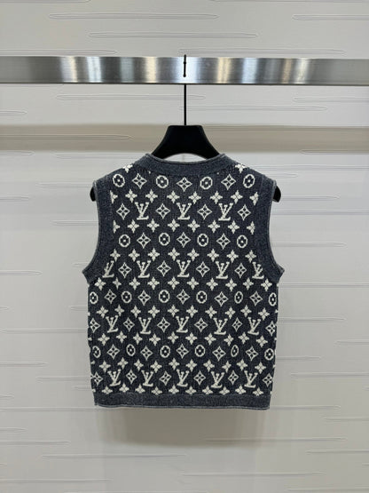 L chain logo knitted cardigan vest