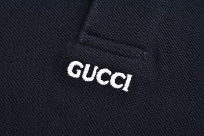 Embroidered lettering logo lapel polo