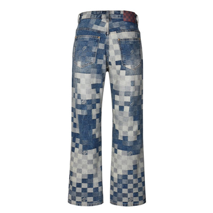 mosaic checkerboard jeans