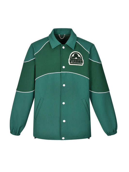 Color block green vintage baseball jacket