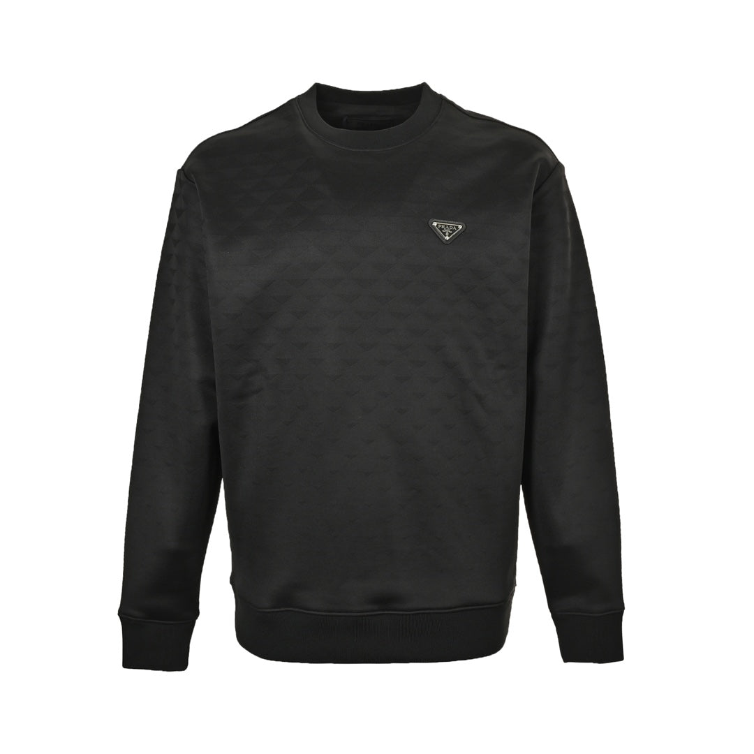 Dark jacquard triangle logo round neck sweatshirt