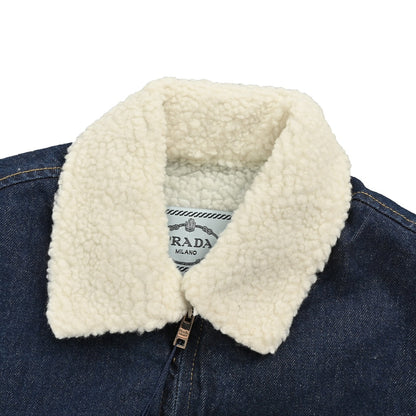 Denim lambswool lapel jacket