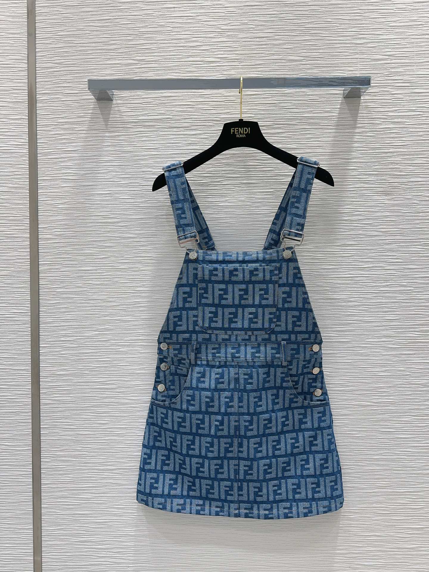 Denim suspender skirt