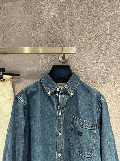 New Patch Pocket Embroidered Denim Shirt Jacket