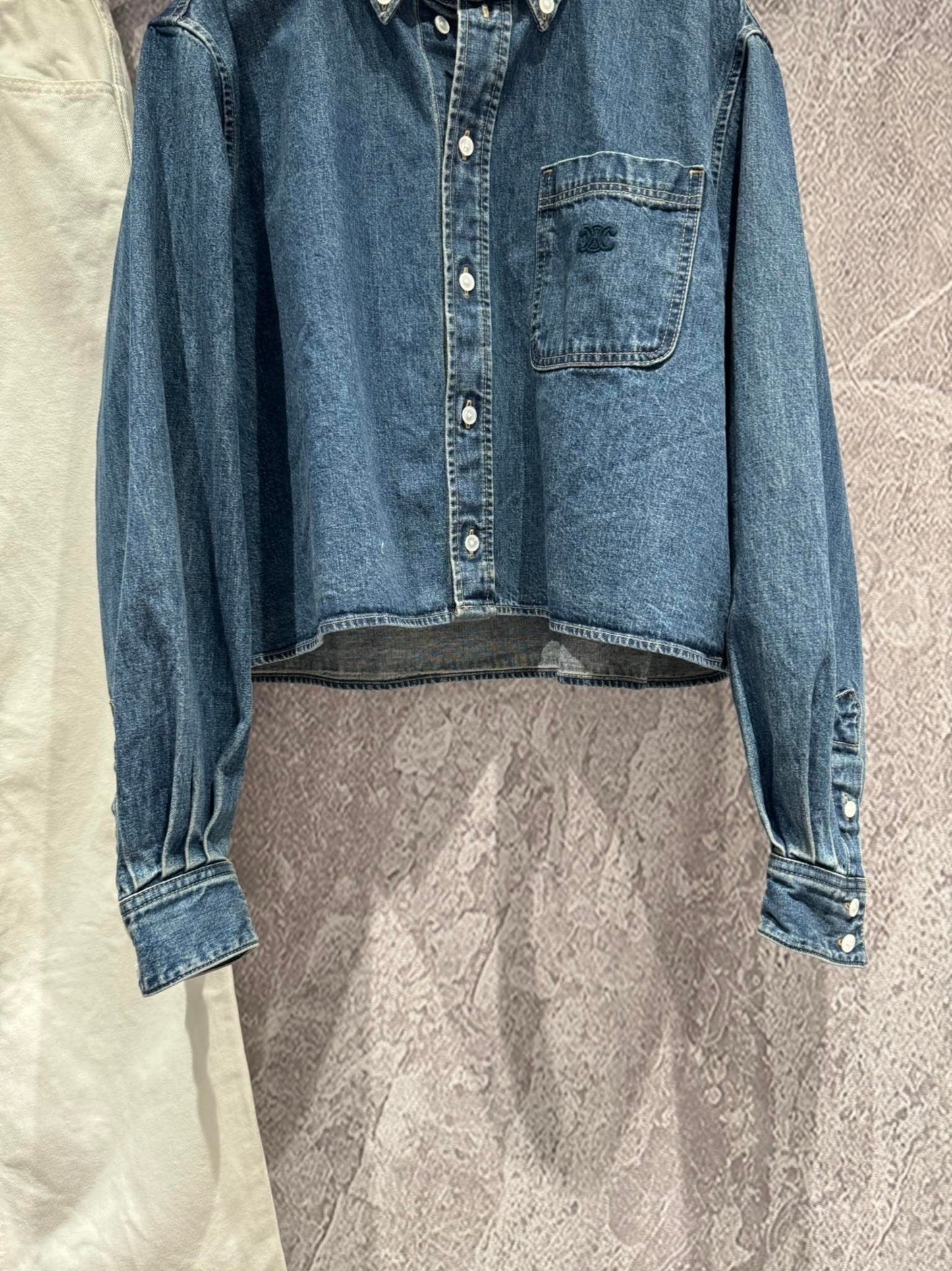 New Patch Pocket Embroidered Denim Shirt Jacket