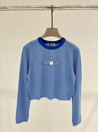 new striped color letter pattern knitted long sleeve