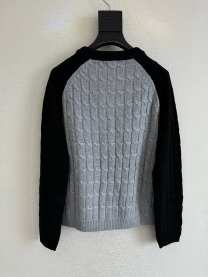 new contrast color cable knitted long sleeves