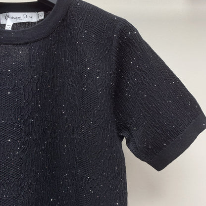 New sequined little bee knitted short sleeves